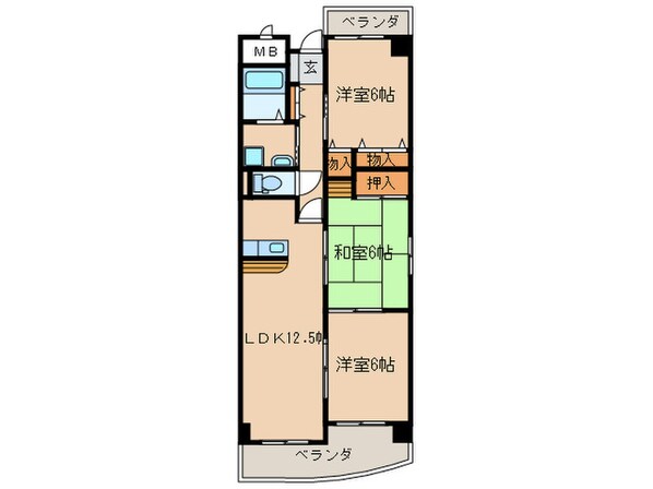 ハイフラッツ２１３の物件間取画像